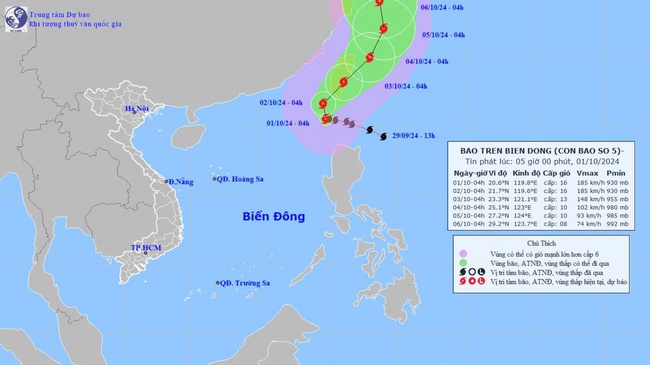 Bão Krathon đi vào Biển Đông và trở thành bão số 5 trong năm 2024 - Ảnh 1.